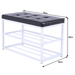 Casa si Gradina - Mobilier - Organizare si depozitare - Bancute - Banca cu rafturi pantofi, negru/alb, LYROS - Infinity.ro