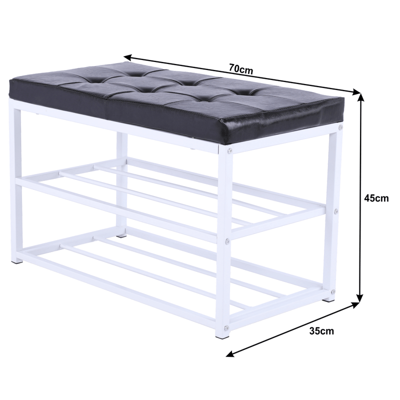 Casa si Gradina - Mobilier - Organizare si depozitare - Bancute - Banca cu rafturi pantofi, negru/alb, LYROS - Infinity.ro