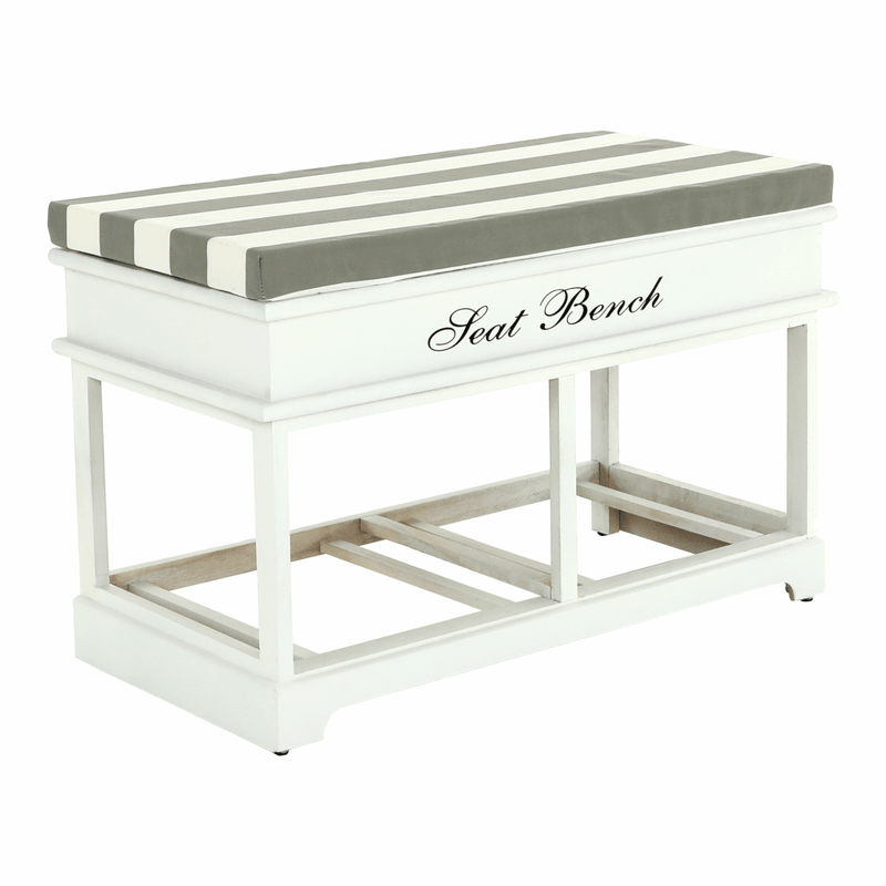 Casa si Gradina - Mobilier - Organizare si depozitare - Bancute - Banca cu  perna, 2 sertare, alb/gri, SEAT BENCH  2 NEW - Infinity.ro