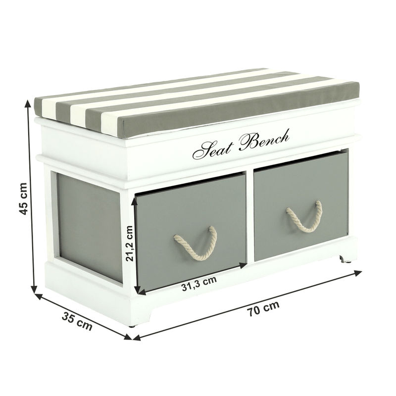 Casa si Gradina - Mobilier - Organizare si depozitare - Bancute - Banca cu  perna, 2 sertare, alb/gri, SEAT BENCH  2 NEW - Infinity.ro