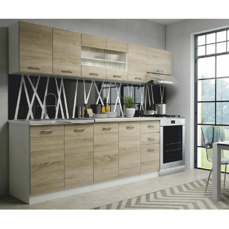 Casa si Gradina - Mobilier - Seturi de mobilier - Seturi bucatarie - Mobila de bucatarie, stejar sonoma/alba, PROMO - Infinity.ro