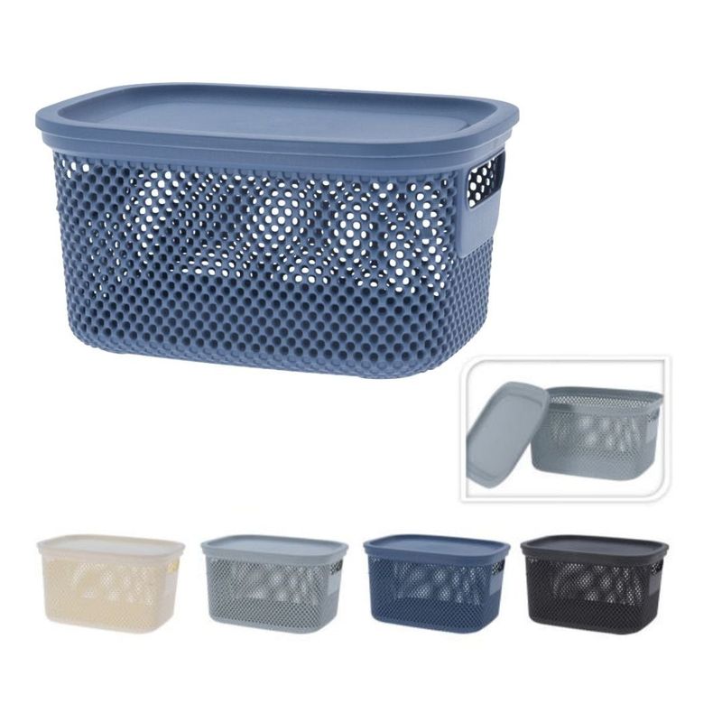 Casa si Gradina - Mobilier - Organizare si depozitare - Cutii depozitare - Cos depozitare cu capac din plastic perforat, Storage Solutions, albastru - Infinity.ro
