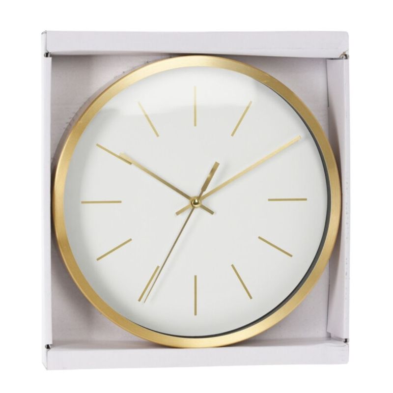 Casa si Gradina - Decoratiuni - Ceasuri - Ceas de perete, alb cu auriu, din aluminiu, 25 cm - Infinity.ro