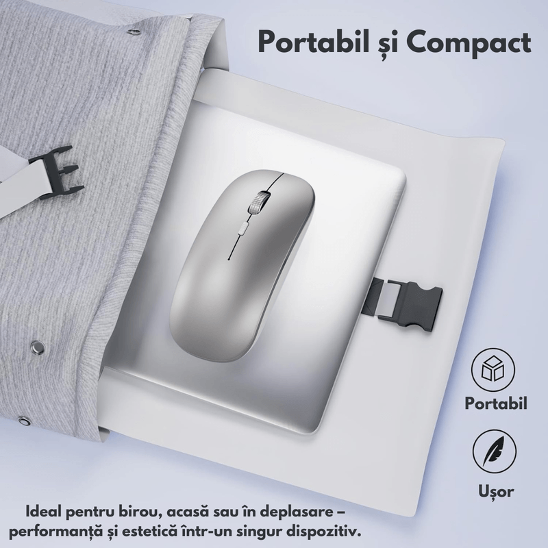 PC, gaming si accesorii - Periferice PC - Mouse - Mouse Wireless Reincarcabil QOVA®, Dual Mode Bluetooth 5.1 + 2.4GHz, Reincarcabil USB-C, Click Silentios, DPI Reglabil - Infinity.ro