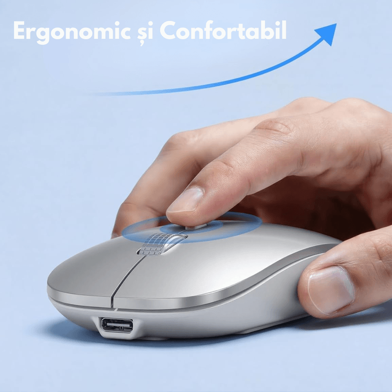 PC, gaming si accesorii - Periferice PC - Mouse - Mouse Wireless Reincarcabil QOVA®, Dual Mode Bluetooth 5.1 + 2.4GHz, Reincarcabil USB-C, Click Silentios, DPI Reglabil - Infinity.ro