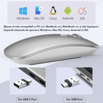 PC, gaming si accesorii - Periferice PC - Mouse - Mouse Wireless Reincarcabil QOVA®, Dual Mode Bluetooth 5.1 + 2.4GHz, Reincarcabil USB-C, Click Silentios, DPI Reglabil - Infinity.ro