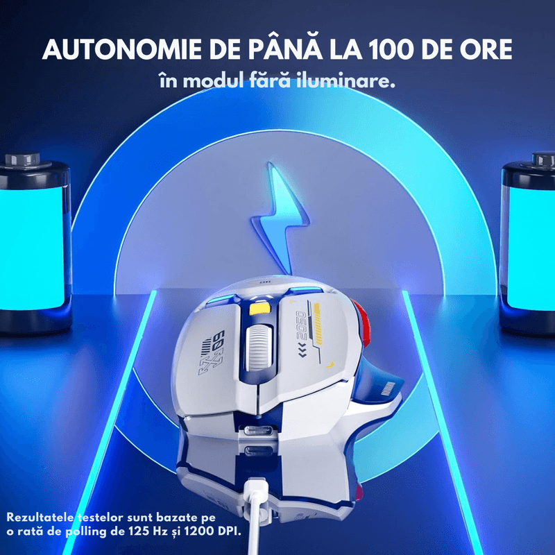 PC, gaming si accesorii - Periferice PC - Mouse - Mouse Gaming Wireless, Ergonomic, Conectare Tri-Mode Bluetooth 5.0 + 2.4G + USB-C cu fir, 10000 DPI, Lumini RGB - Infinity.ro