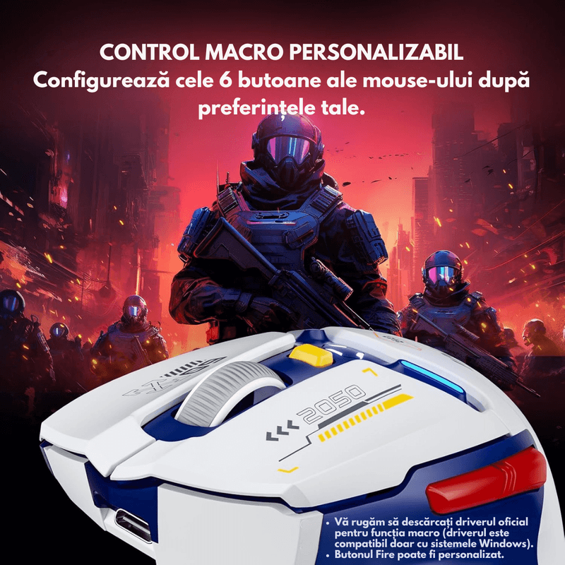 PC, gaming si accesorii - Periferice PC - Mouse - Mouse Gaming Wireless, Ergonomic, Conectare Tri-Mode Bluetooth 5.0 + 2.4G + USB-C cu fir, 10000 DPI, Lumini RGB - Infinity.ro