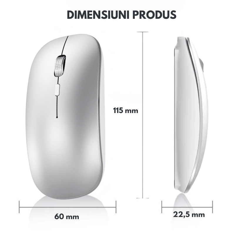 PC, gaming si accesorii - Periferice PC - Mouse - Mouse Wireless Reincarcabil QOVA®, Dual Mode Bluetooth 5.1 + 2.4GHz, Reincarcabil USB-C, Click Silentios, DPI Reglabil - Infinity.ro