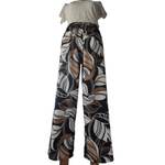 Fashion, accesorii si bijuterii - Femei - Imbracaminte femei - Pantaloni femei - Pantaloni lungi, din bumbac, multicolori, in nuante de bleumarin-alb-maro, cu talie elastica, marime S - Infinity.ro