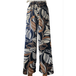 Fashion, accesorii si bijuterii - Femei - Imbracaminte femei - Pantaloni femei - Pantaloni lungi, din bumbac, multicolori, in nuante de bleumarin-alb-maro, cu talie elastica, marime S - Infinity.ro