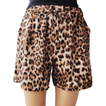 Fashion, accesorii si bijuterii - Femei - Imbracaminte femei - Pantaloni femei - Pantaloni scurti cu imprimeu cheetah, talie elastica, buzunare laterale, marime S/M - Infinity.ro