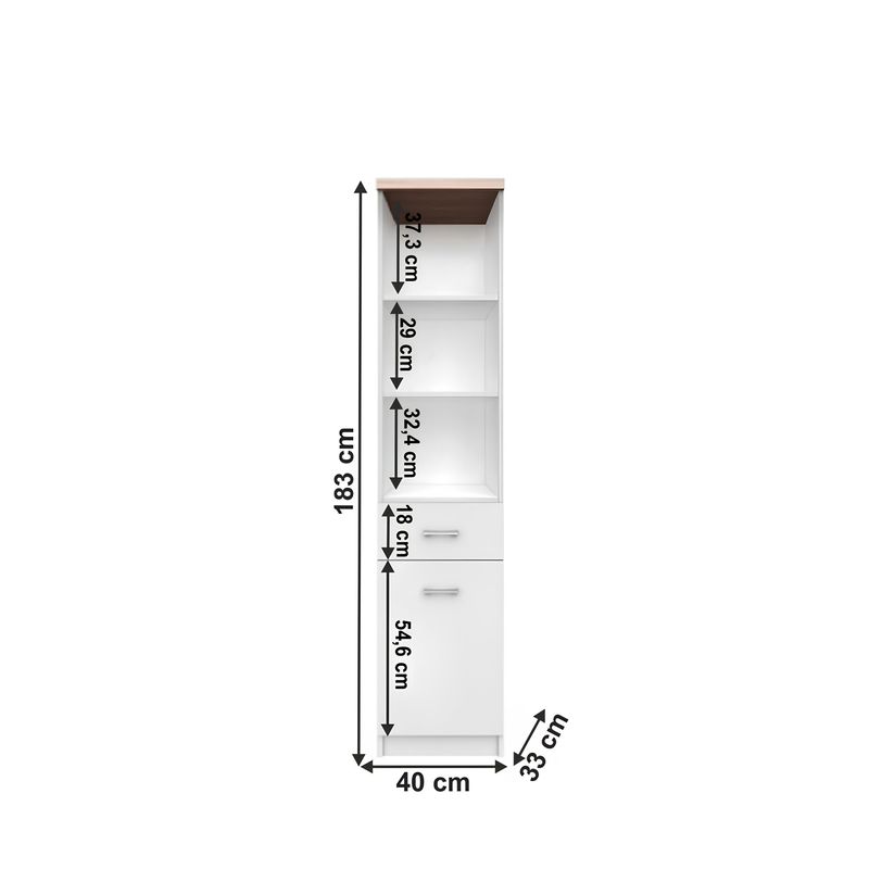 Casa si Gradina - Mobilier - Biblioteci si rafturi - Etajere - Etajera 1D1S cu sertar, alb/stejar sonoma, universal, TOPTY TYP 04 - Infinity.ro