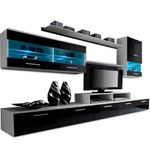 Casa si Gradina - Mobilier - Seturi de mobilier - Seturi living - Mobilier living, alb/extra stralucire neagra HG, LEO - Infinity.ro
