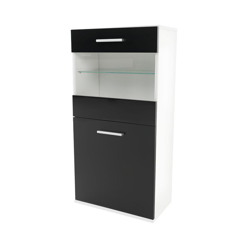 Casa si Gradina - Mobilier - Seturi de mobilier - Seturi living - Mobilier living, alb/extra stralucire neagra HG, LEO - Infinity.ro
