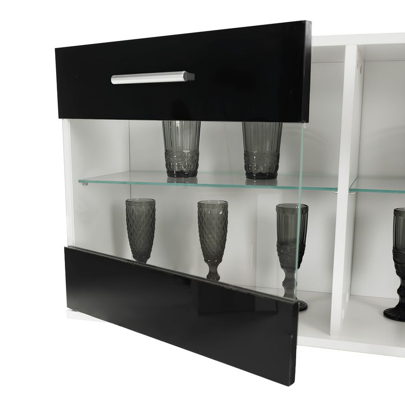 Casa si Gradina - Mobilier - Seturi de mobilier - Seturi living - Mobilier living, alb/extra stralucire neagra HG, LEO - Infinity.ro