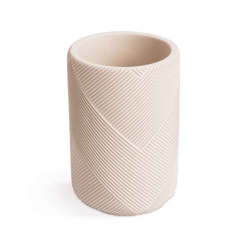 Casa si Gradina - Sanitare - Suporturi si accesorii baie - Accesorii baie - Pahar baie pentru periute dinti, suport periuta si pasta, pahar rasina bej mat, accesoriu baie - Infinity.ro