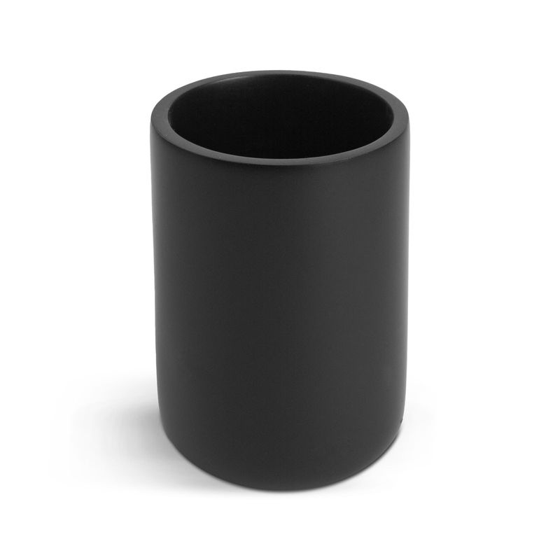 Casa si Gradina - Sanitare - Suporturi si accesorii baie - Accesorii baie - Pahar baie pentru periute dinti, suport periuta si pasta, pahar rasina negru mat, accesoriu baie - Infinity.ro