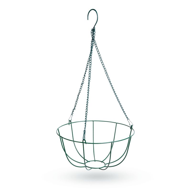 Casa si Gradina - Gradinarit si plante - Plante si ghivece - Accesorii ghivece si jardiniere - Cos metalic agatat ghiveci flori, 25 cm, suport perete balcon, verde, rezistent 5 kg, montaj usor - Infinity.ro