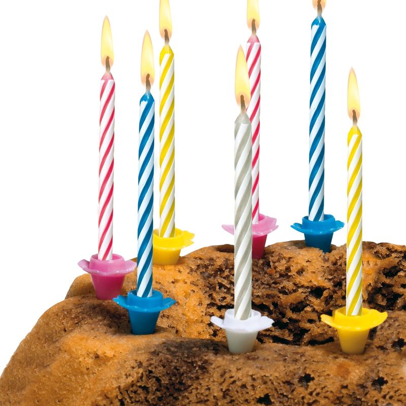 Casa si Gradina - Decoratiuni - Decoratiuni petrecere - Accesorii pentru petrecere - Set lumânare tort, 24 buc, 7 cm, galben, albastru, roz, alb, zi de nastere, petrecere - Infinity.ro