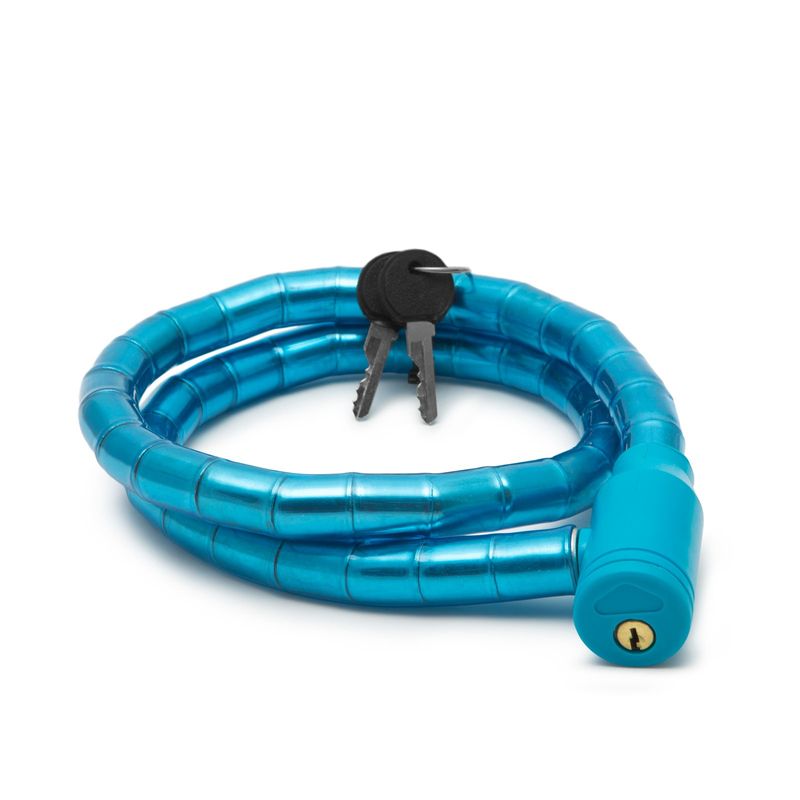 Sport si Outdoor - Ciclism - Accesorii pentru biciclete - Antifurt biciclete - Lacat bicicleta retractabil cablu otel, 18 mm x 100 cm, antifurt, 2 chei, rezistent taiere, albastru - Infinity.ro
