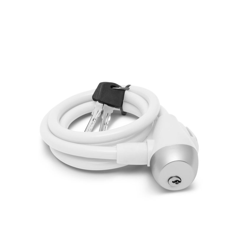 Sport si Outdoor - Ciclism - Accesorii pentru biciclete - Antifurt biciclete - Lacat bicicleta cablu otel, 10 mm x 120 cm, antifurt, 2 chei, rezistent taiere, alb - Infinity.ro