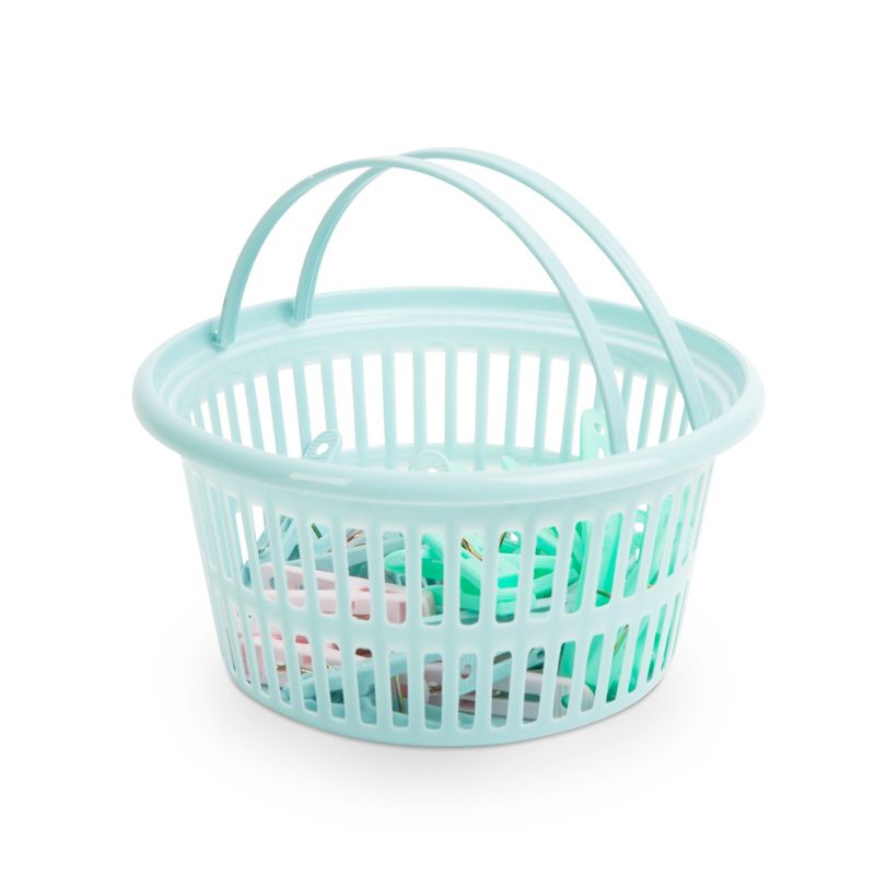 Market - Spalare si intretinere rufe - Uscatoare de rufe si accesorii - Set 24 cleme rufe cu cos, plastic, rezistente, multicolor - Infinity.ro