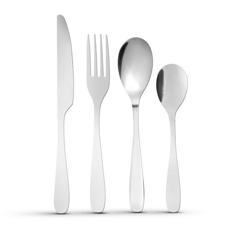 Casa si Gradina - Bucatarie si vesela - Vesela si tacamuri - Tacamuri si seturi - Set tacamuri 16 piese, finisaj mat argintiu, design elegant, usor de curatat, pentru bucatarie si masa - Infinity.ro