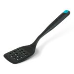 Casa si Gradina - Bucatarie si vesela - Ustensile bucatarie - Pensule, spatule si teluri bucatarie - Spatula bucatarie perforata Baker's Secret nylon negru 32.5 x 8.2 x 3.5 cm, rezistenta la caldura pentru tigai antiaderente - Infinity.ro