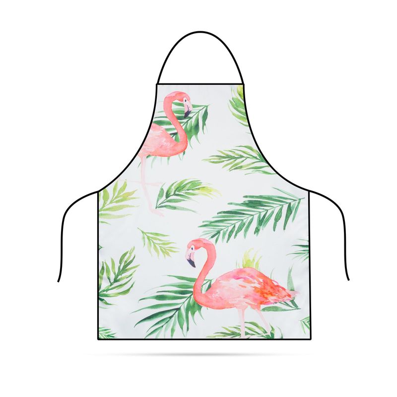 Casa si Gradina - Textile si covoare - Textile bucatarie - Sorturi bucatarie si gratar - Sort de bucatarie adult 71x57 cm, poliester, protejeaza haine, Flamingo, reglabil la gat si spate - Infinity.ro