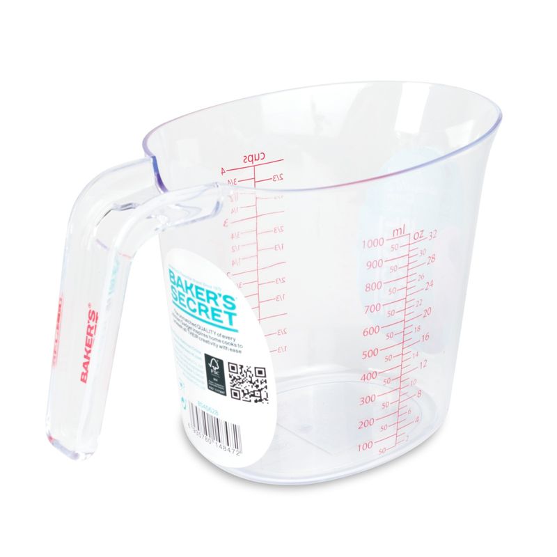 Casa si Gradina - Bucatarie si vesela - Ustensile bucatarie - Ustensile de masurat de bucatarie - Cana gradata Baker's Secret 1000 ml plastic transparent, recipient masurare cu gradatii ml oz cup - Infinity.ro
