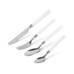 Casa si Gradina - Bucatarie si vesela - Vesela si tacamuri - Tacamuri si seturi - Set tacamuri 16 piese cu suport sertar, inox si plastic, alb, linguri furculite cutite lingurite - Infinity.ro