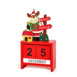 Casa si Gradina - Decoratiuni - Decoratiuni de sezon - Calendar Craciun din lemn MDF, 13.5x7x3.5 cm, model Mos Craciun/ ren/ om de zapada - Infinity.ro