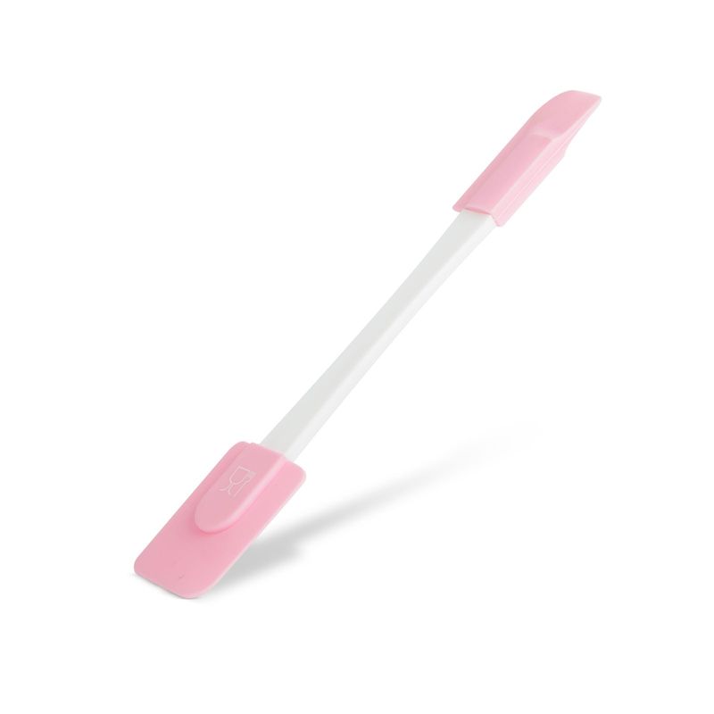 Casa si Gradina - Bucatarie si vesela - Ustensile bucatarie - Pensule, spatule si teluri bucatarie - Spatula silicon dubla 24.5 cm, pentru gatit si copt, rezistenta la caldura, roz - Infinity.ro