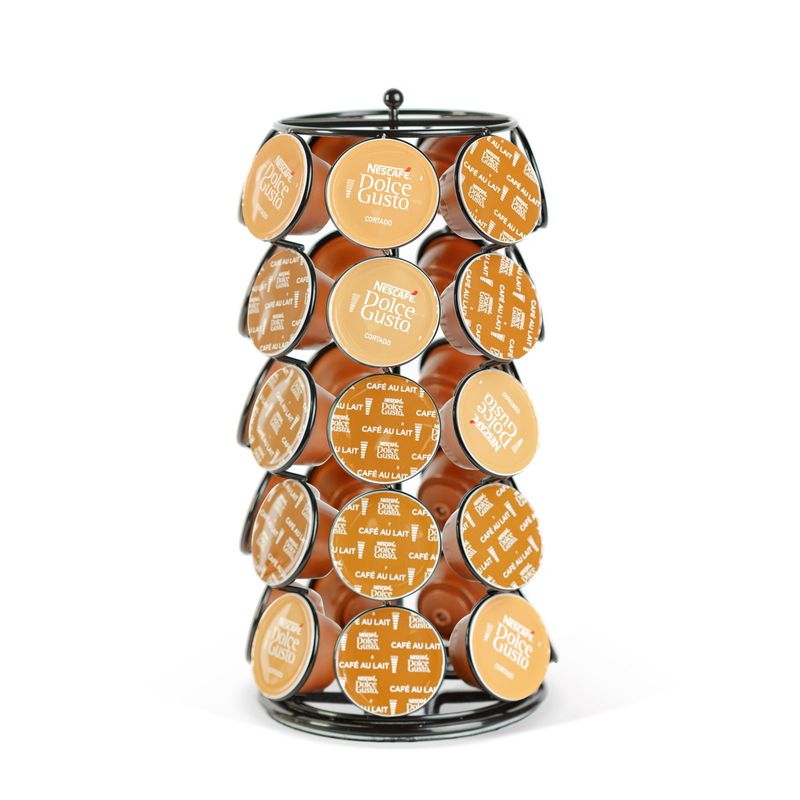 Casa si Gradina - Bucatarie si vesela - Organizare si depozitare bucatarie - Suporturi tacamuri si vase - Suport capsule cafea Dolce Gusto 35 capsule, metal rotativ, negru, organizator pentru espressor - Infinity.ro
