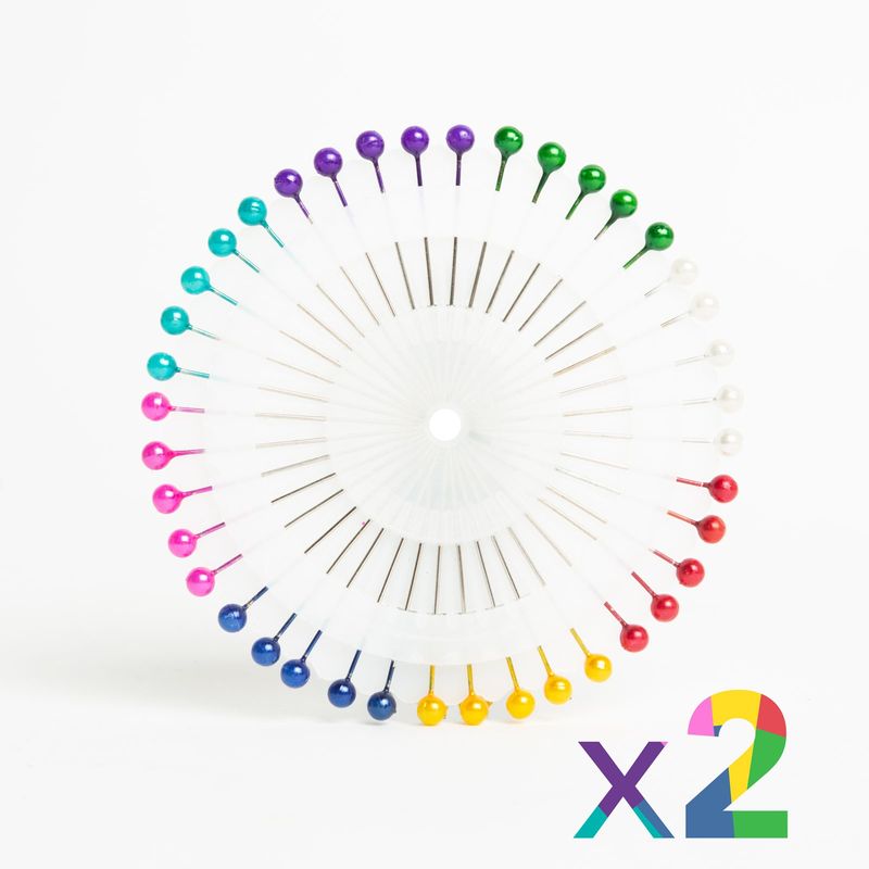 Casa si Gradina - Decoratiuni - DIY - Articole mercerie - Set 80 ace croitorie cu cap colorat, 33 mm, 8 culori, suport inclus, pentru cusut si croitorie - Infinity.ro