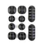Carti si Birotica - Birotica - Accesorii de birou - Suporturi accesorii birou - Set Organizatoare Cabluri Autoadezive din Silicon pentru Birou, 10 buc, Negre - Infinity.ro