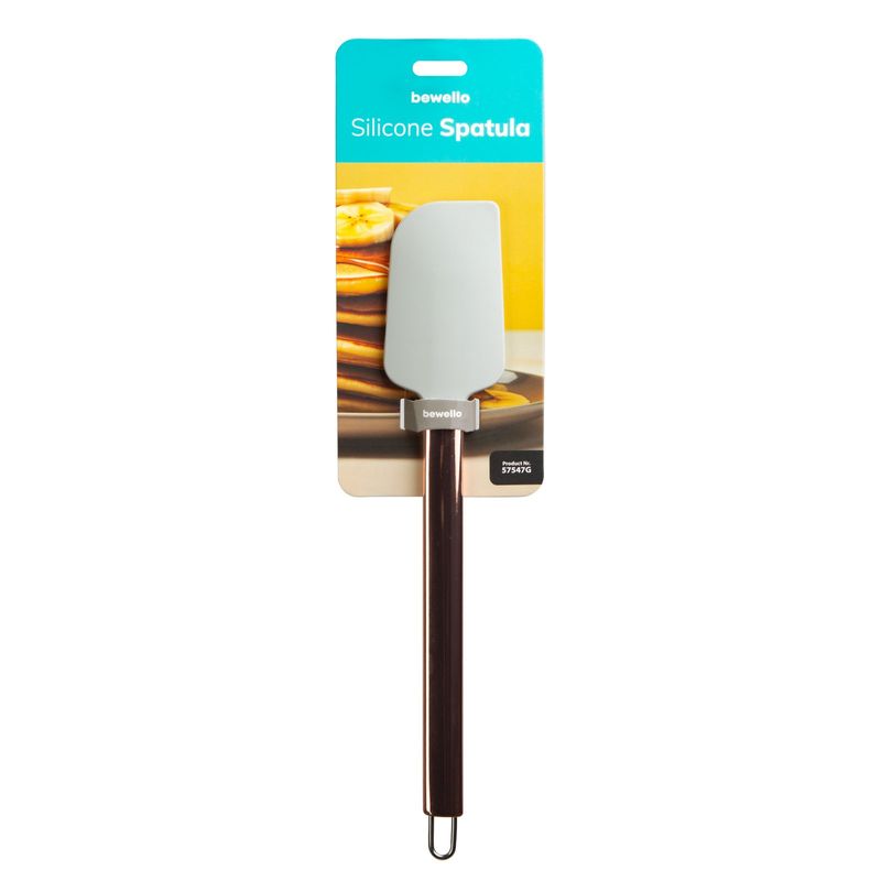 Casa si Gradina - Bucatarie si vesela - Ustensile bucatarie - Pensule, spatule si teluri bucatarie - Spatula silicon, 29 cm, rezistenta caldura, maner inox, gri - Infinity.ro