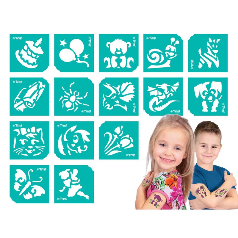 Casa si Gradina - Decoratiuni - Decoratiuni petrecere - Vopsea fata si corp - Set Sabloane pentru Pictura Aniversara, 15 Modele pentru Copii - Infinity.ro
