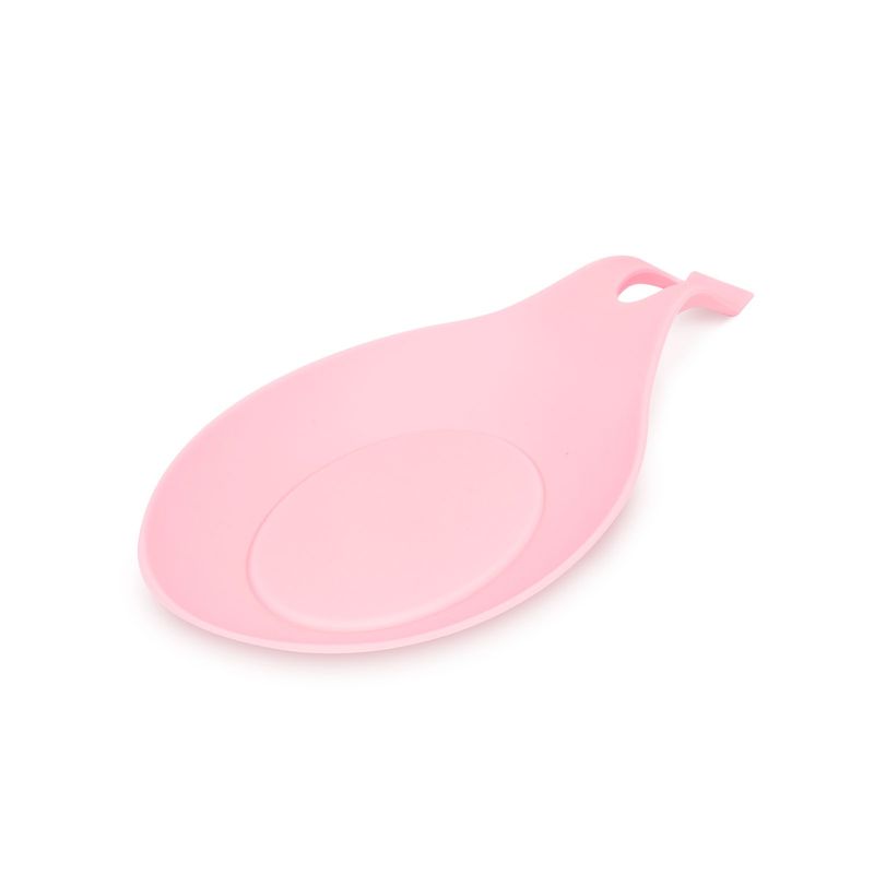 Casa si Gradina - Bucatarie si vesela - Organizare si depozitare bucatarie - Suporturi tacamuri si vase - Suport lingura silicon 20x10 cm, colectare picaturi, anti murdarie, bucatarie, roz - Infinity.ro