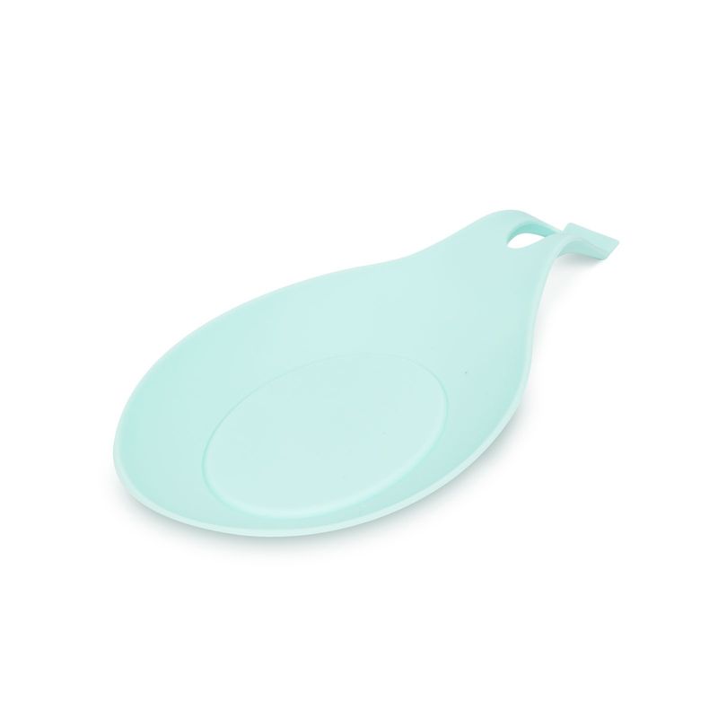 Casa si Gradina - Bucatarie si vesela - Organizare si depozitare bucatarie - Suporturi tacamuri si vase - Suport lingura silicon 20x10 cm, colectare picaturi, anti murdarie, bucatarie, albastru - Infinity.ro
