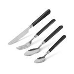 Casa si Gradina - Bucatarie si vesela - Vesela si tacamuri - Tacamuri si seturi - Set tacamuri 16 piese cu suport sertar, inox si plastic, negru, linguri furculite cutite lingurite - Infinity.ro