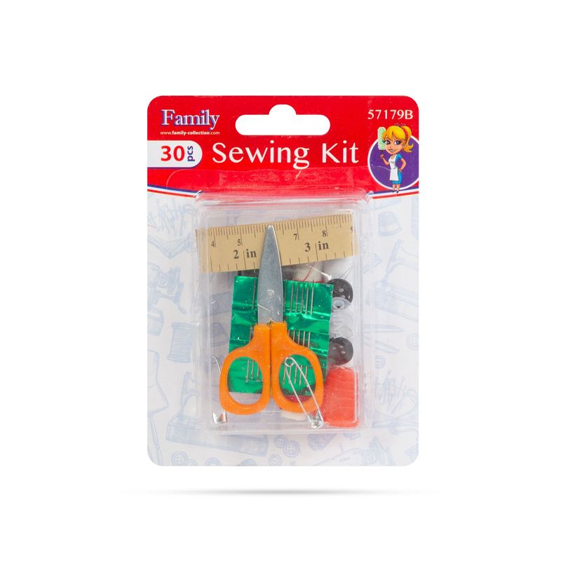 Casa si Gradina - Decoratiuni - DIY - Articole mercerie - Set cusut 30 piese, portabil, ata, ace, foarfece, metru, kit croitorie compact, cutie plastic - Infinity.ro