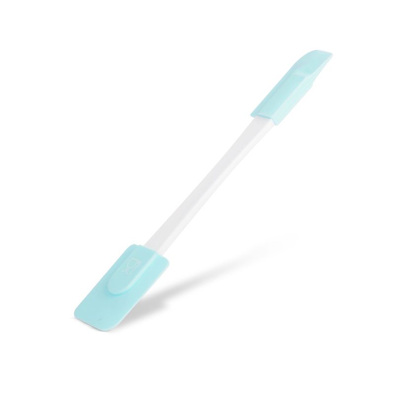 Casa si Gradina - Bucatarie si vesela - Ustensile bucatarie - Pensule, spatule si teluri bucatarie - Spatula silicon dubla 24.5 cm, pentru gatit si copt, rezistenta la caldura, albastru deschis - Infinity.ro