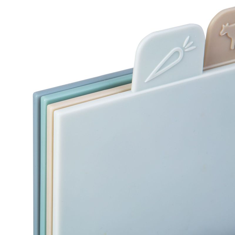 Casa si Gradina - Bucatarie si vesela - Ustensile bucatarie - Tocatoare de bucatarie - Set tocatoare bucatarie 4 buc cu suport, plastic, 29x22 cm, pentru carne legume peste, cod culori - Infinity.ro