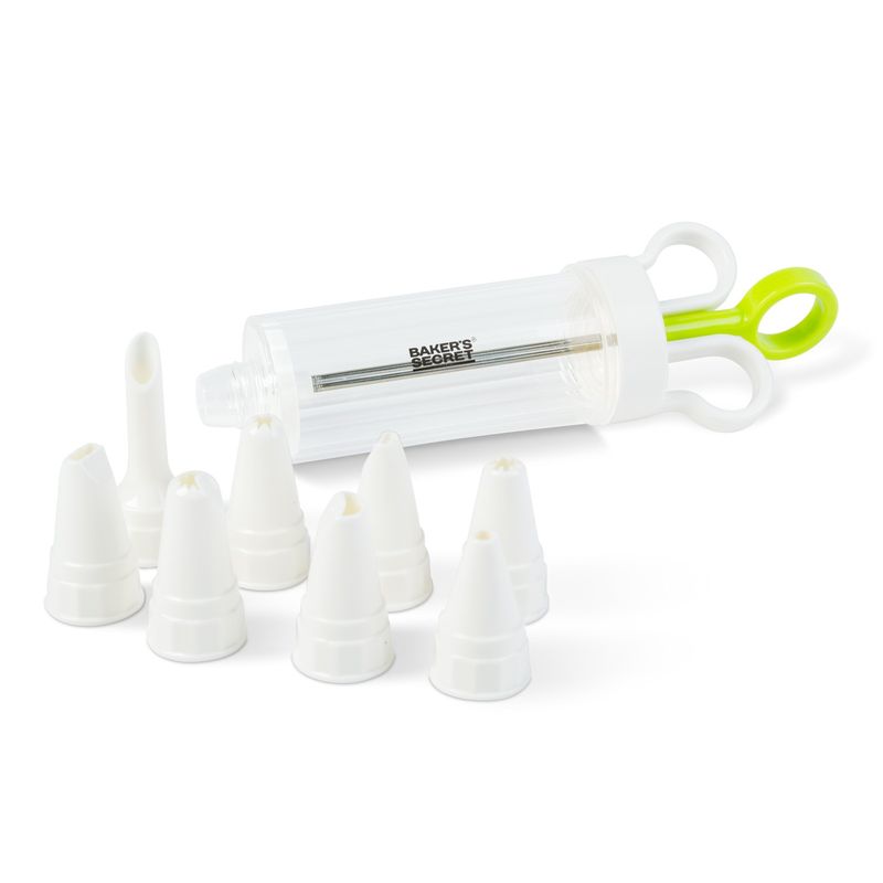 Casa si Gradina - Bucatarie si vesela - Ustensile bucatarie - Ustensile ornare prajituri - Set decorare prajituri Baker's Secret 8 duze 22 x 18 x 6.6 cm, dispenser pentru ornare torturi si deserturi - Infinity.ro