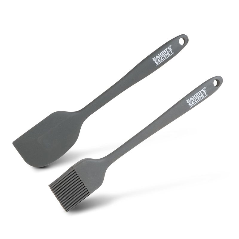 Casa si Gradina - Bucatarie si vesela - Ustensile bucatarie - Pensule, spatule si teluri bucatarie - Set spatula si pensula silicon Baker's Secret, 2 piese, negru - Infinity.ro