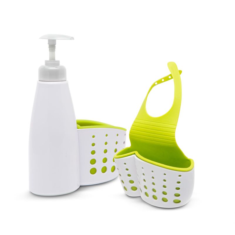 Casa si Gradina - Bucatarie si vesela - Organizare si depozitare bucatarie - Dispensere detergent - Suport ustensile cu dozator sapun, organizator cu pompa, cu carlig reglabil, scurgere apa - Infinity.ro