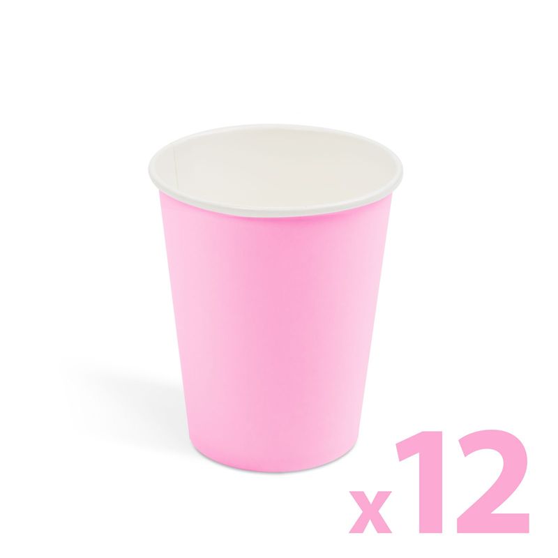 Casa si Gradina - Decoratiuni - Decoratiuni petrecere - Vesela pentru petrecere - Pahare carton roz 250 ml, set 12 buc, pahare de unica folosinta pentru petreceri - Infinity.ro