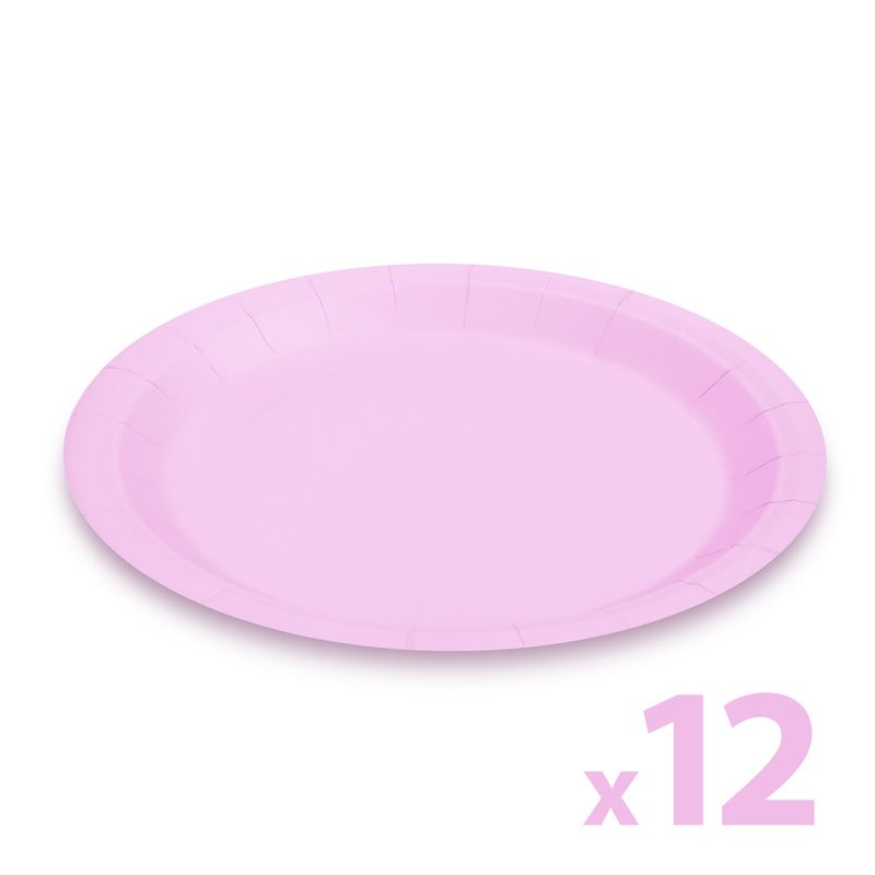 Casa si Gradina - Decoratiuni - Decoratiuni petrecere - Vesela pentru petrecere - Farfurii carton roz 23 cm, set 12 buc, farfurii de unica folosinta pentru petreceri - Infinity.ro